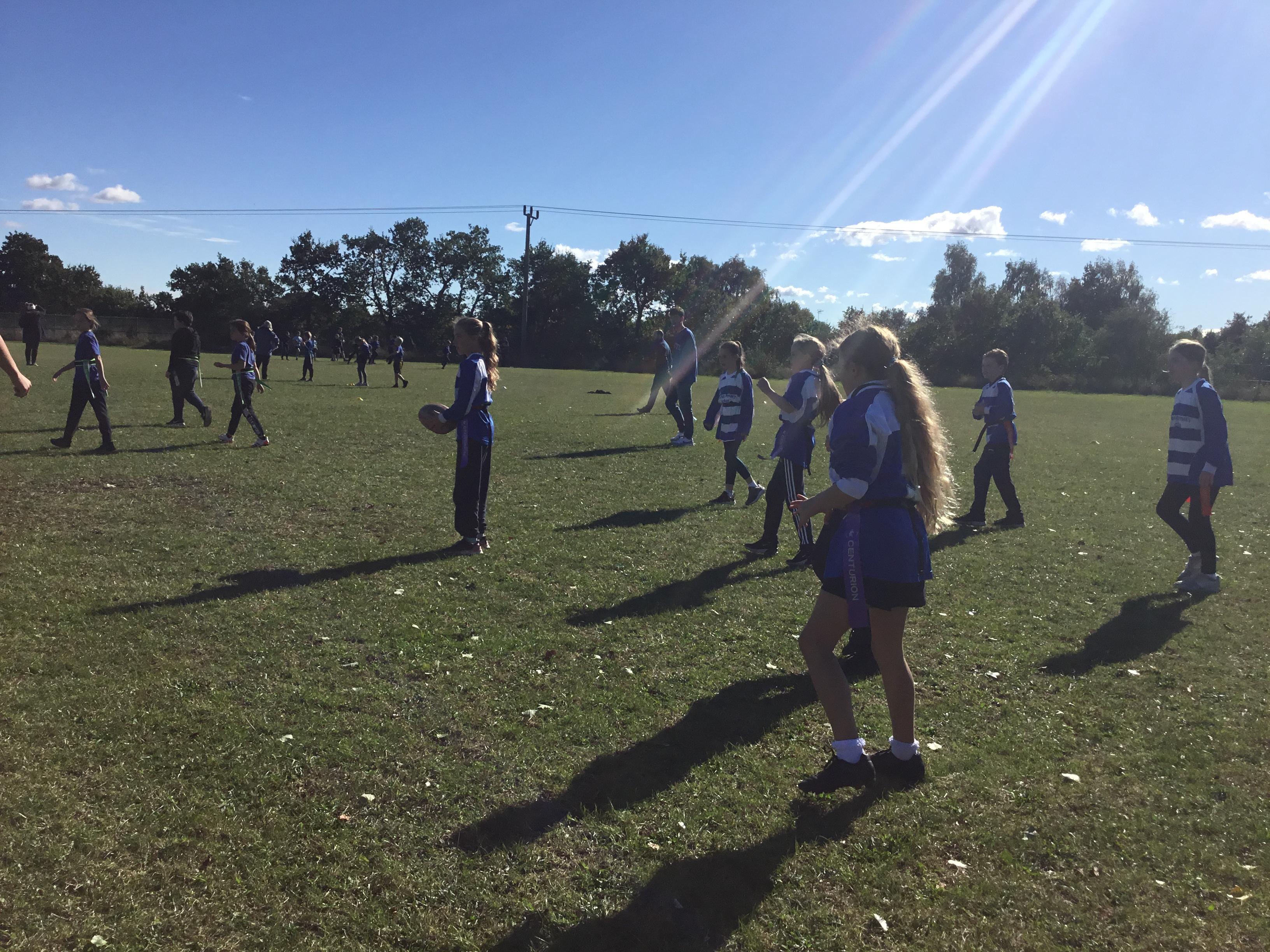 Everton Primary School children taking part in the Inter-schools Tag Rugby Tournament.