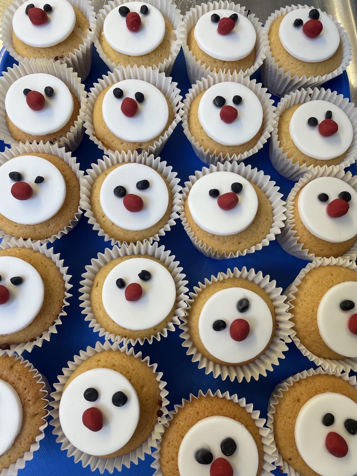 A selection of delicious buns made by Mrs Foster that were sold on Red Nose Day 2022.